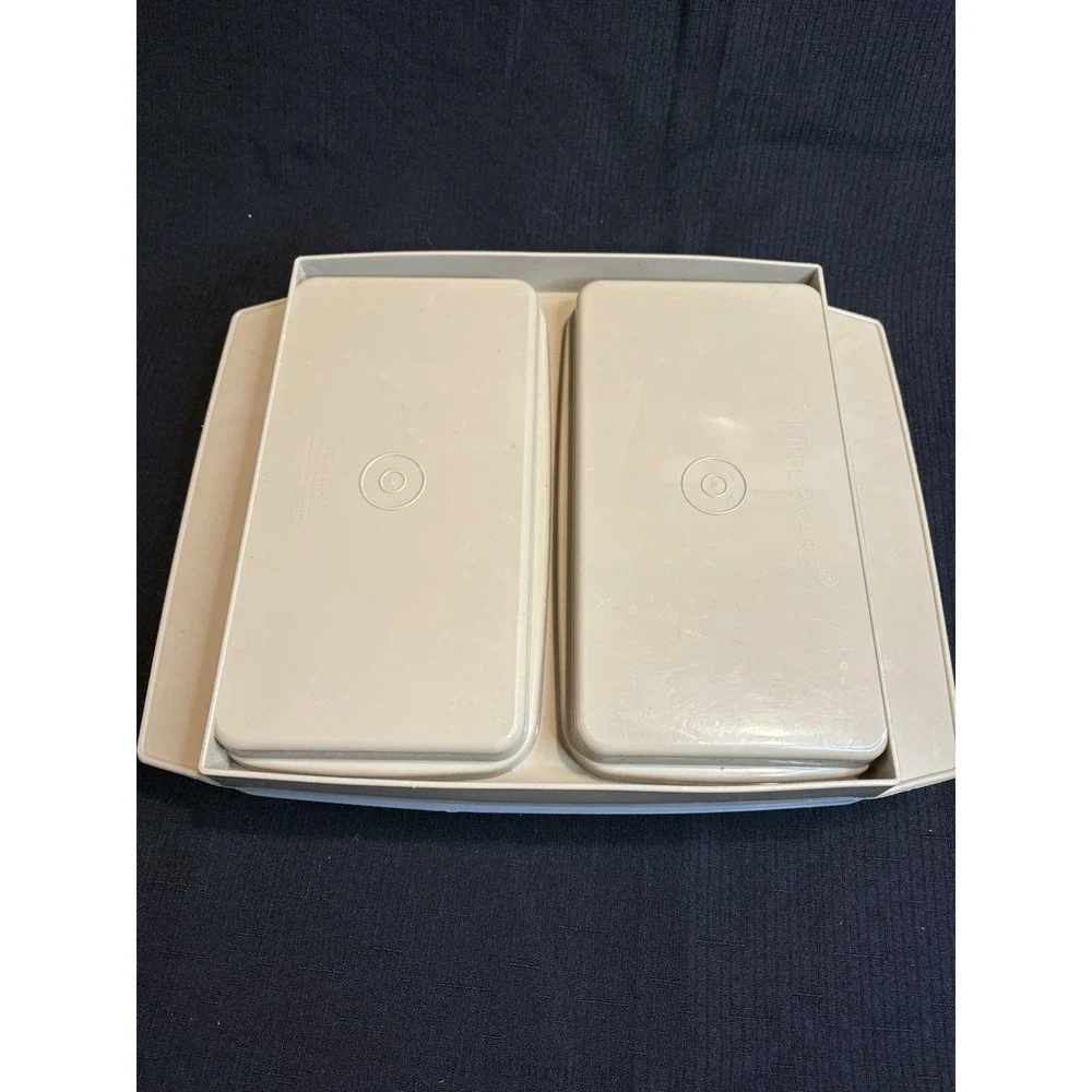 Vintage Tupperware 723-2 Square Deviled Egg Keeper Container with Lid & Inserts